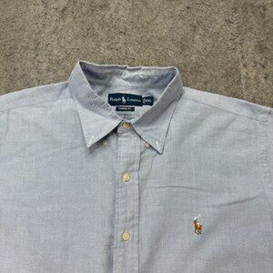 Ralph Lauren Oxford Shirt Men 2XL Blue Short Sleeve OCBD Classic Fit Solid 58"